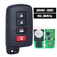 Thumbnail for Board ID: 281451-0020 G Smart Remote Key 2+1 Button Fob 314.3MHz for Toyota Avalon Camry Corolla 2015-2019 FCCID: HYQ14FBA