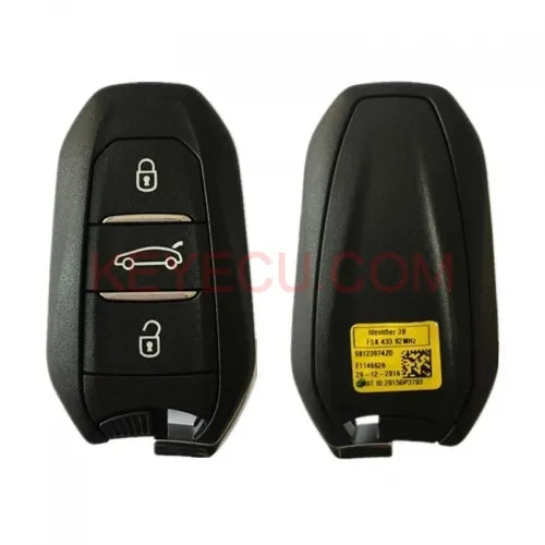 OEM Original 98123972ZD 3 Buttons Smart Remote Key FOB For Peugeot 308, 508, 4008 433 MHz Transponder HITAG AES