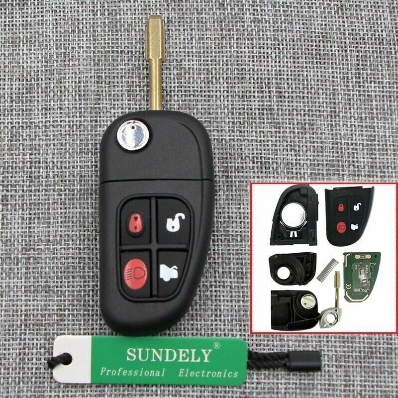 Fits Jaguar XJ XJR X S type 433Mhz 4 Button Remote Car Key Fob